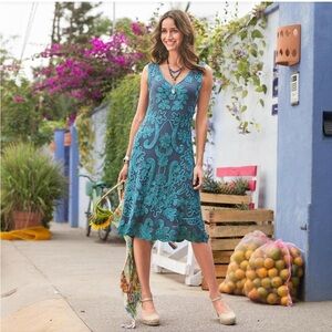 Sundance Cameo Applique Lace Overlay Midi Dress XL